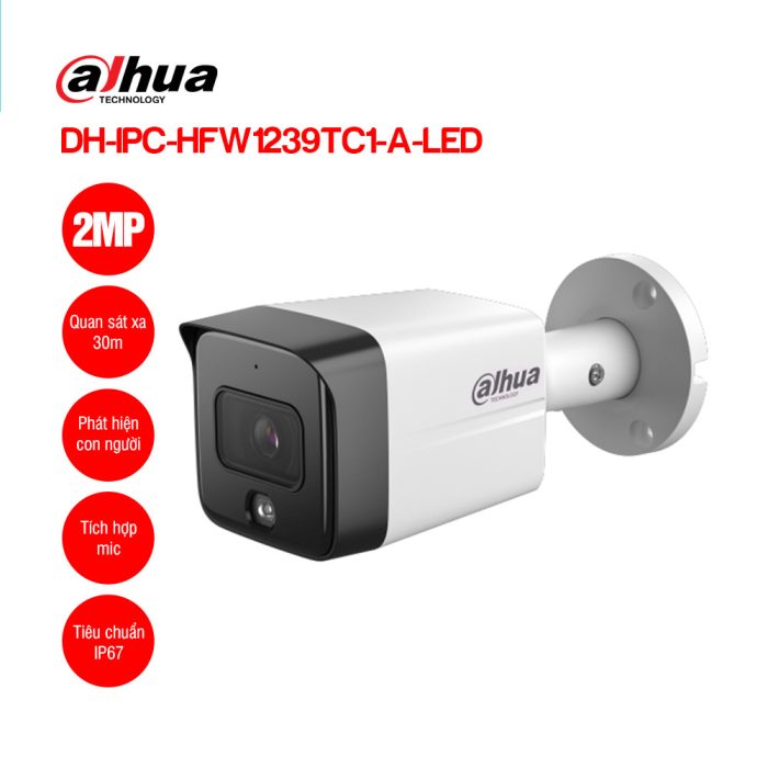 Camera IP Full Color 2MP DAHUA DH IPC HFW1239TC1 A LED