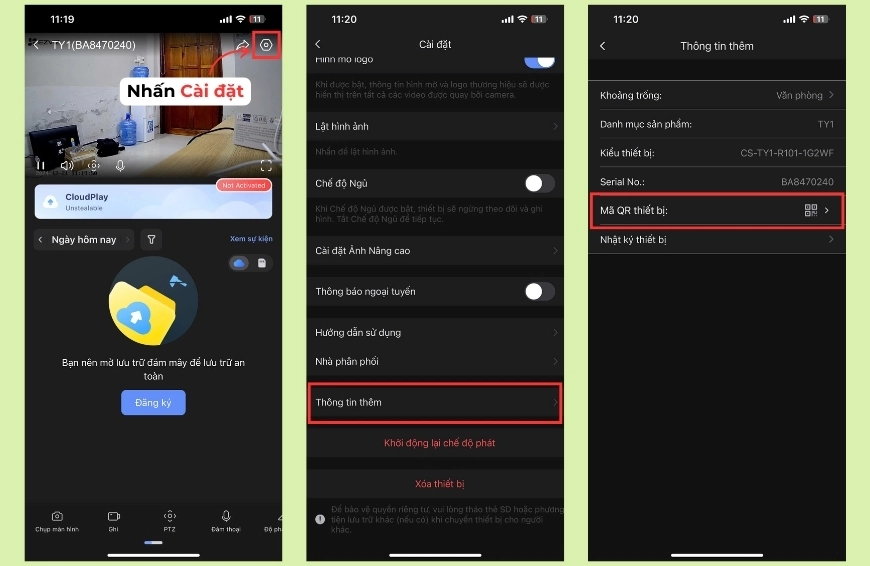 Cách lấy lại mã QR camera Ezviz